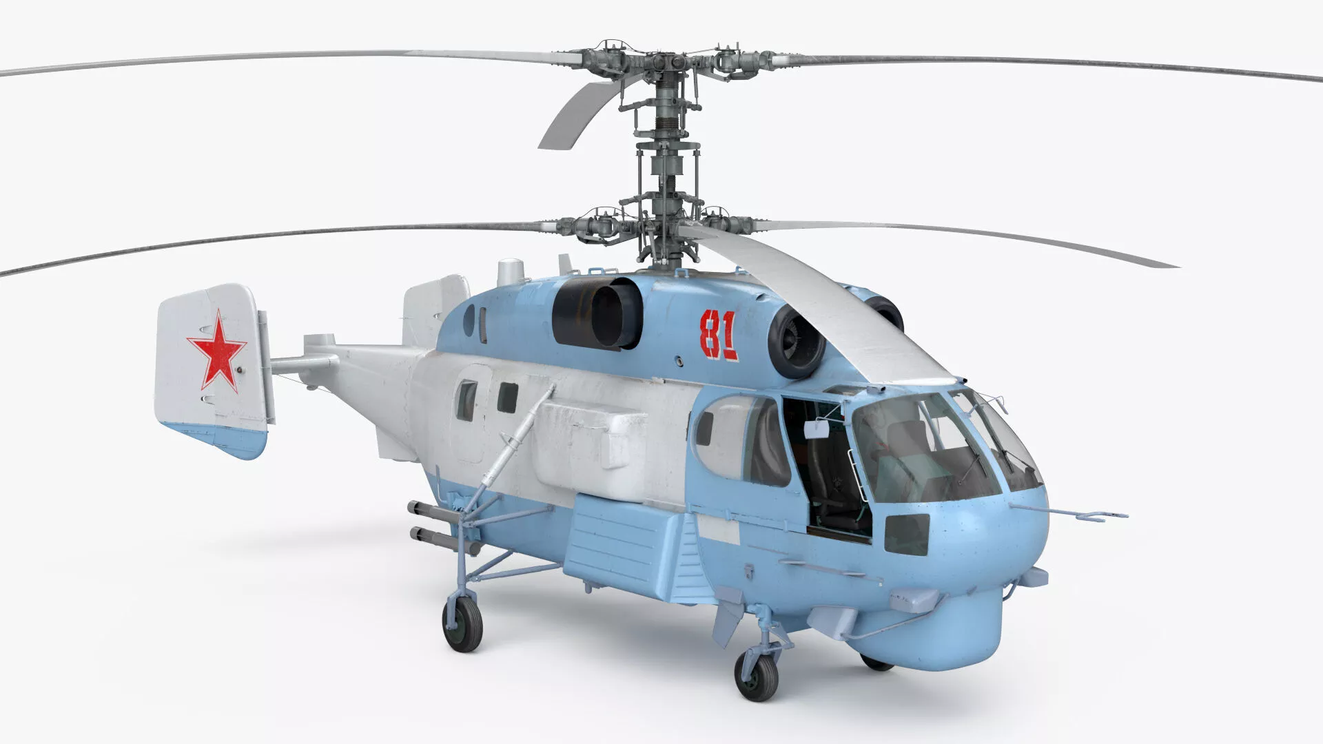 Soviet Kamov Ka-27 Helicopter with Interior Rigged for Cinema 4D 3D model