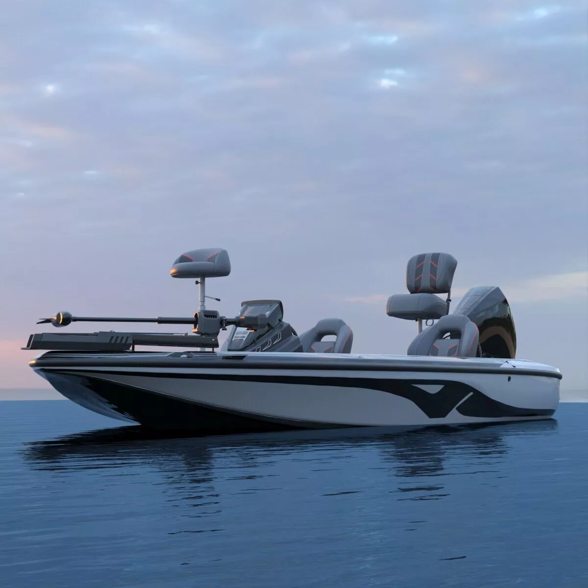 Open Deck Casting Boat White Floating Rigged for Maya 3D model