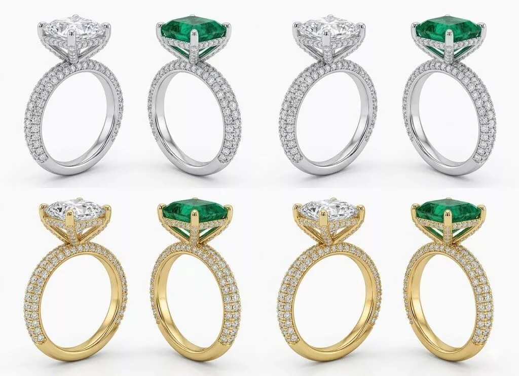 Radiant Diamond Halo Ring 3D Model Luxury 3D print model