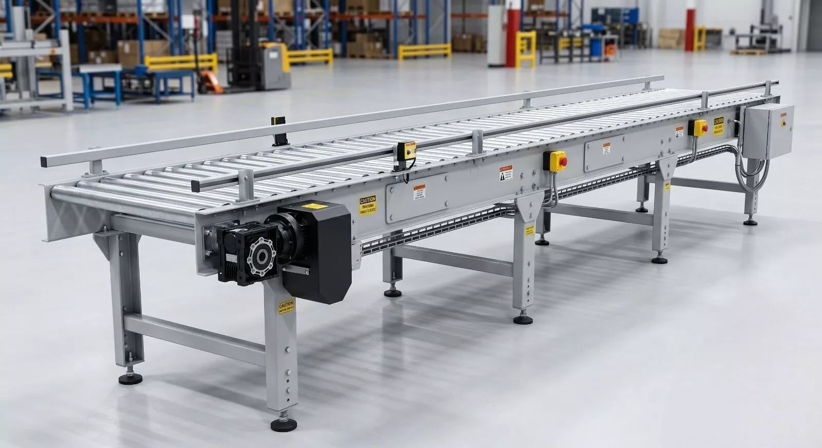 Industrial Roller Conveyor System Low-poly 3D model