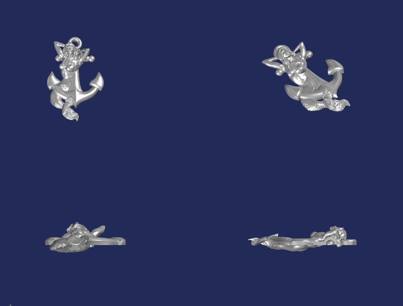 Mermaid Anchor Pendant 3D print model_2