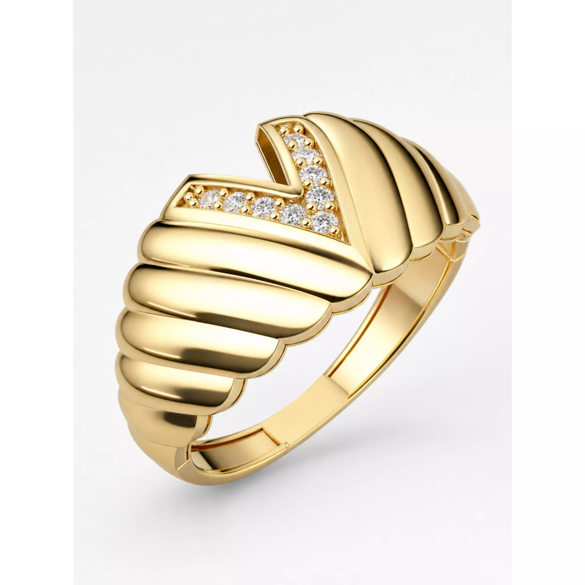 Elegant Croissant V Ring Jewelry CAD Model for 3D Printing 3D print model