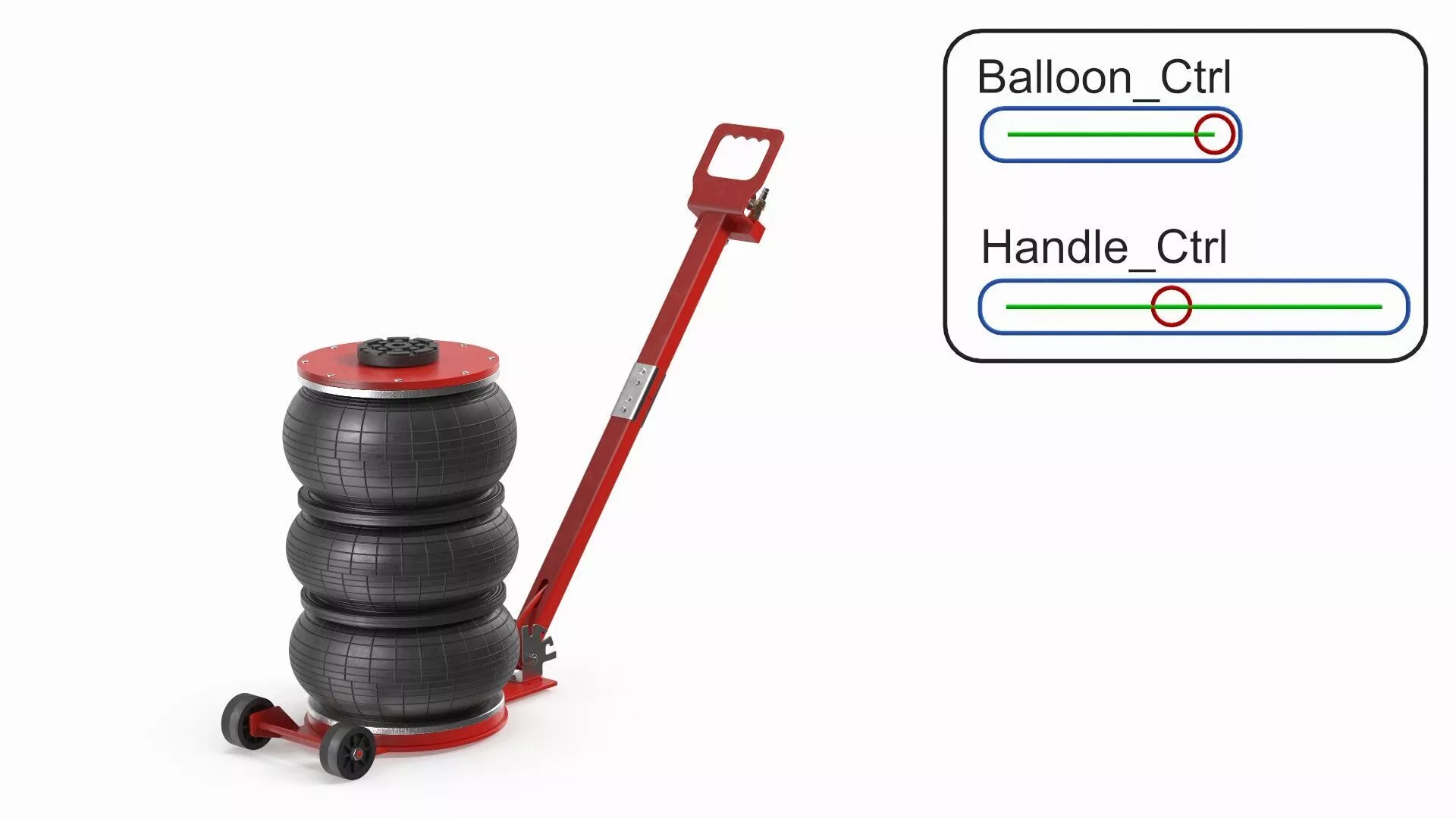 Compact Air Spring Vehicle Jack Red Rigged for Cinema 4D 3D model