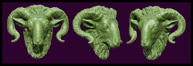 the head of a RAM 3D print model