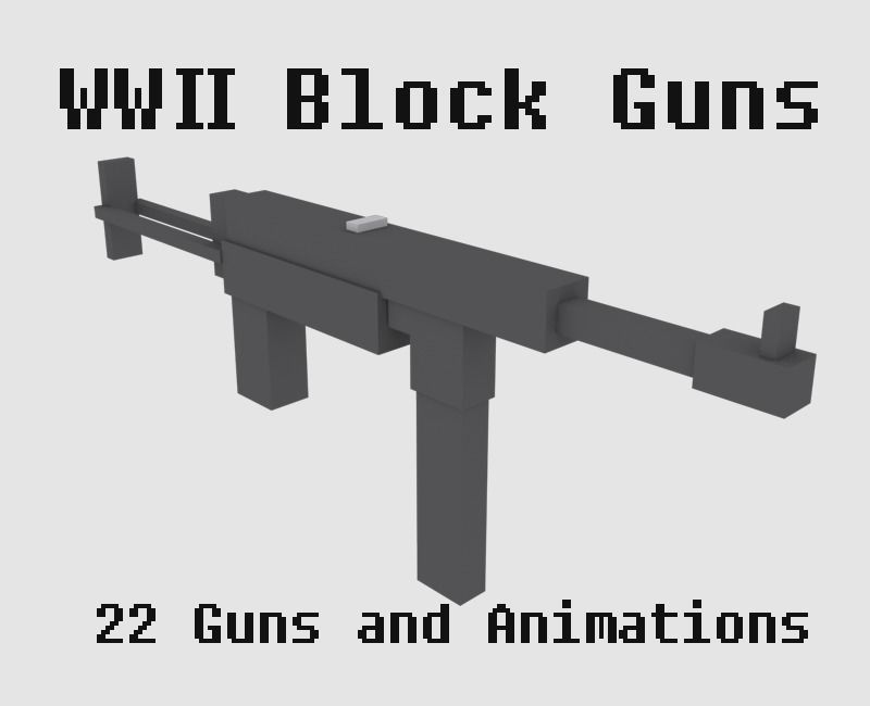 Block Guns WW2 Animated Low-poly 3D model_0