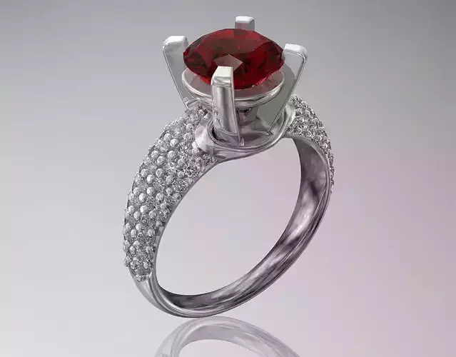 Diamond  Ring with Ruby