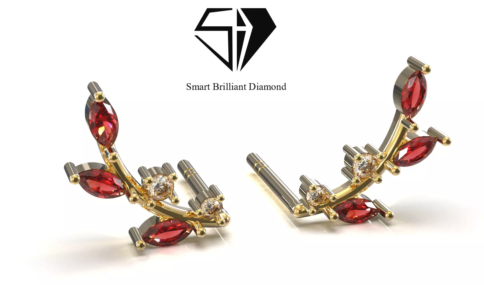 Royal Garnet Marquise Branch Earrings je0194 3D print model