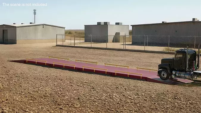 Modular Truck Weighbridge with Steel Ramp Red 3D model 3