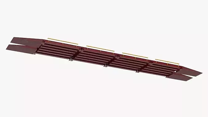 Modular Truck Weighbridge with Steel Ramp Red 3D model 7
