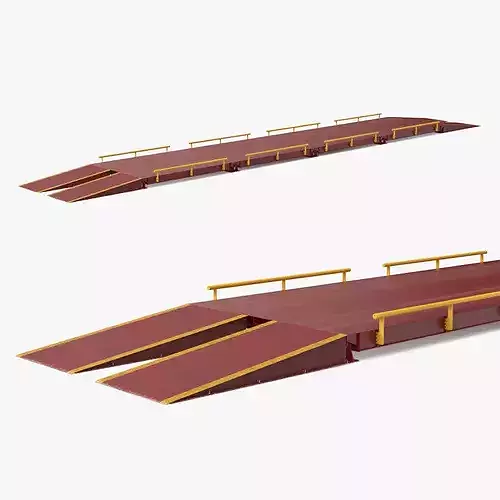Modular Truck Weighbridge with Steel Ramp Red 3D model