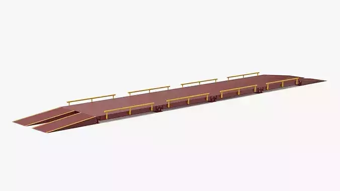 Modular Truck Weighbridge with Steel Ramp Red 3D model 2