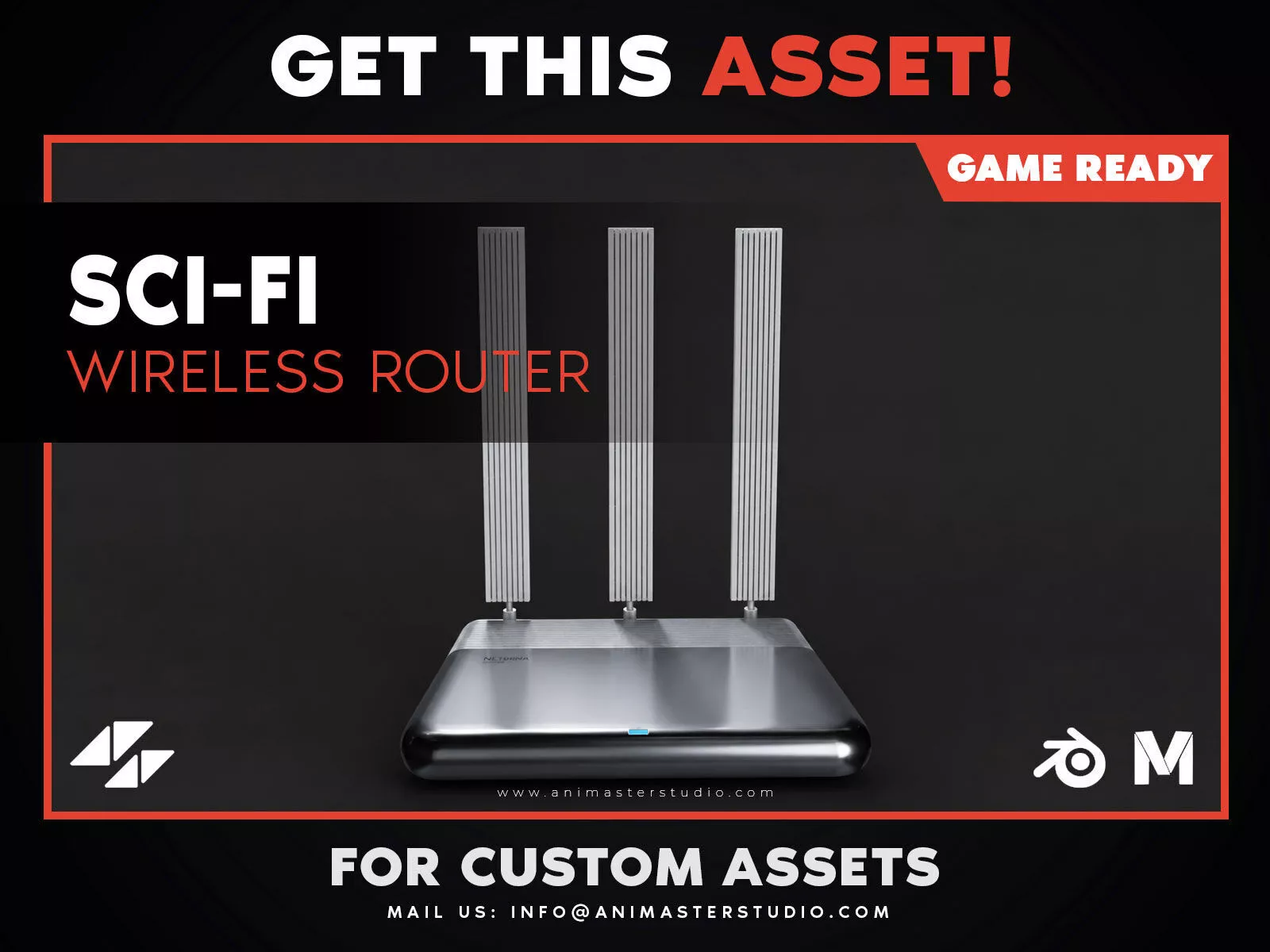 Sci-Fi Wireless Router - Low-Poly PBR Office Prop Game Ready Low-poly 3D model