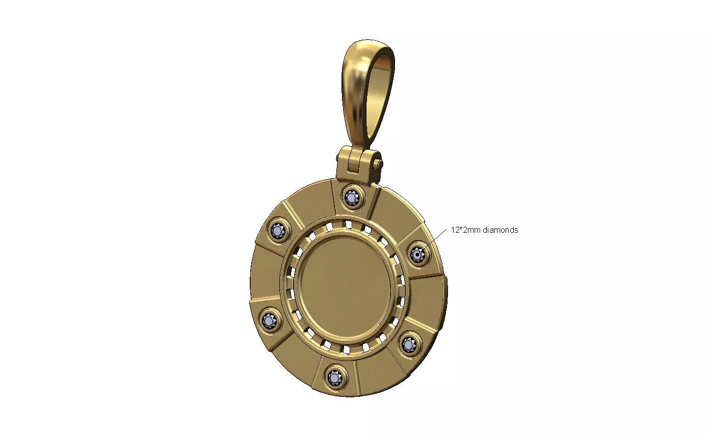 Diamond poker coin pendant with bail 3D print model