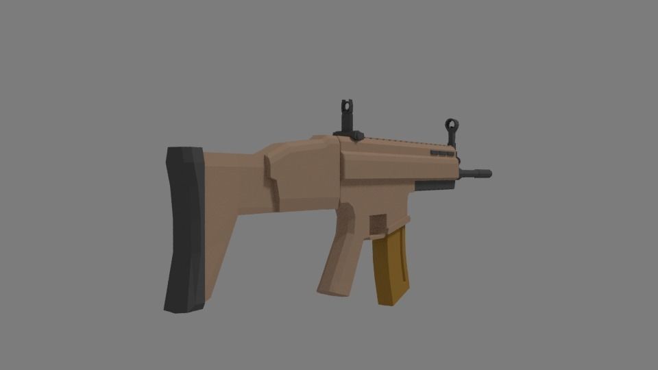 Low Poly Guns With Free Low Poly Character Low-poly 3D model_9