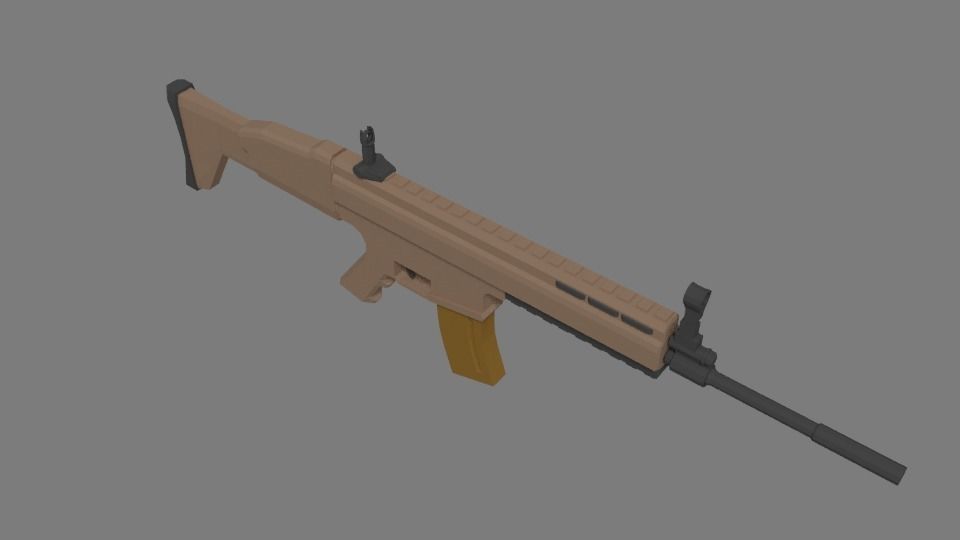 Low Poly Guns With Free Low Poly Character Low-poly 3D model_10