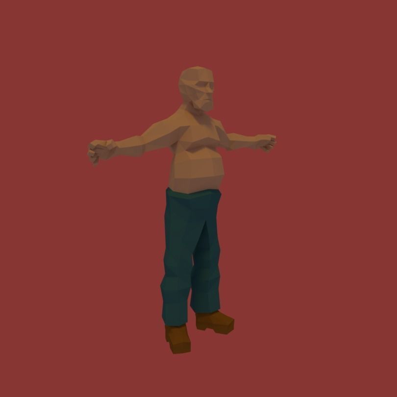 Low Poly Character man Low-poly 3D model_2