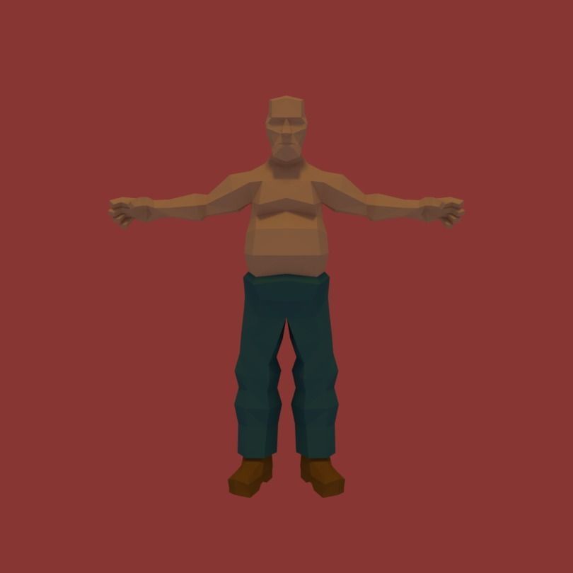 Low Poly Character man Low-poly 3D model_1