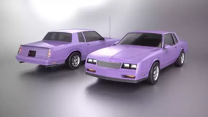Classic American 1980s Coupe Vintage Sedan 4 LODs Game Ready