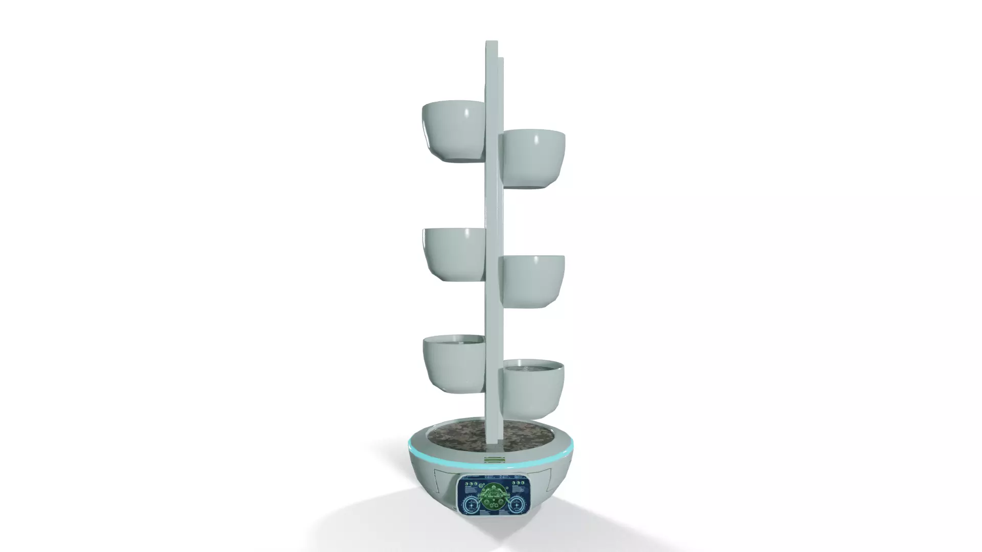 Sci-Fi Plant Pot Floor Planter - Low-Poly PBR Game Ready Low-poly 3D model