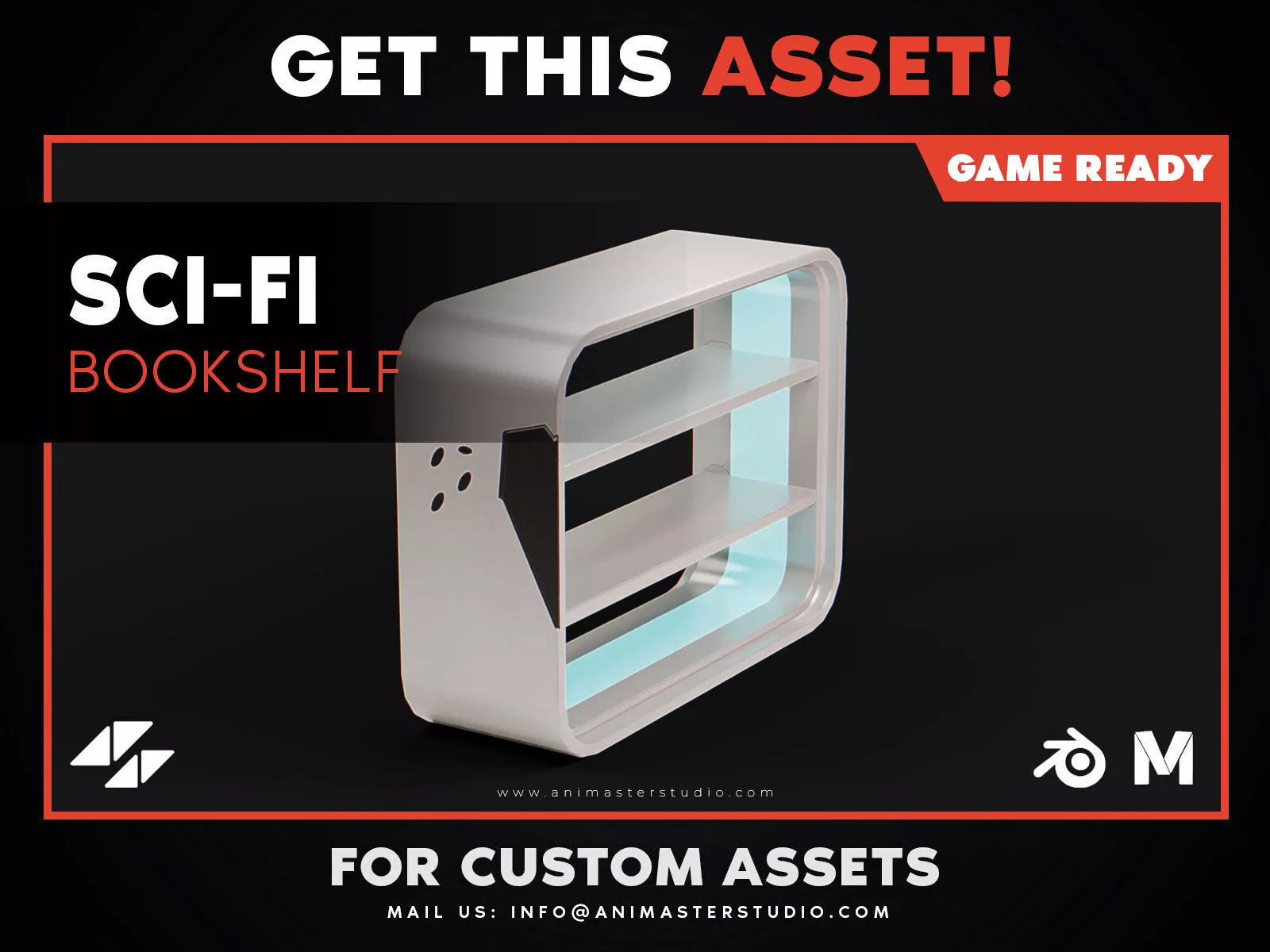 Sci-Fi Bookshelf - Low-Poly PBR Game Ready Low-poly 3D model