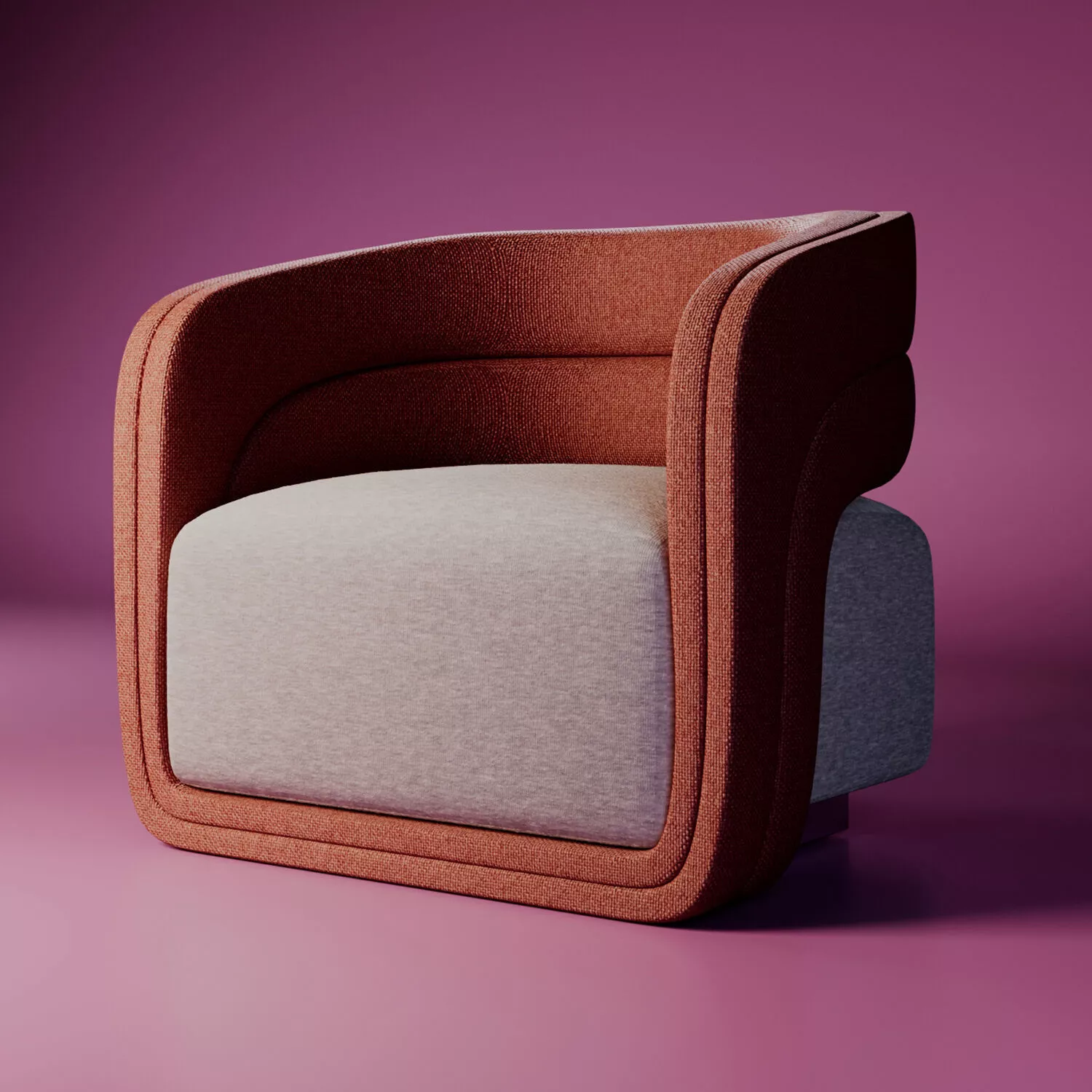 Modern Curved Lounge Chair - Upholstered Designer Armchair 3D model