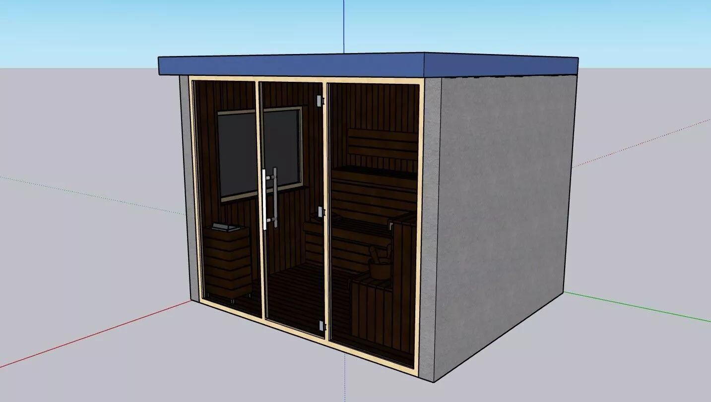 Modern Wooden Sauna Room 3D Model 3D model
