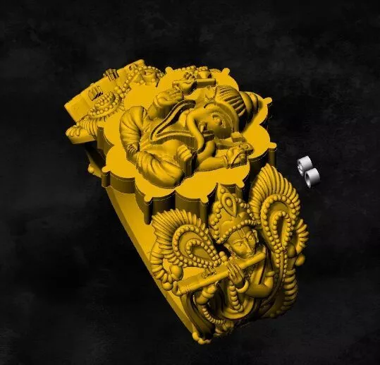 ganesh krishna ring stone gold silver god hindu 3D print model