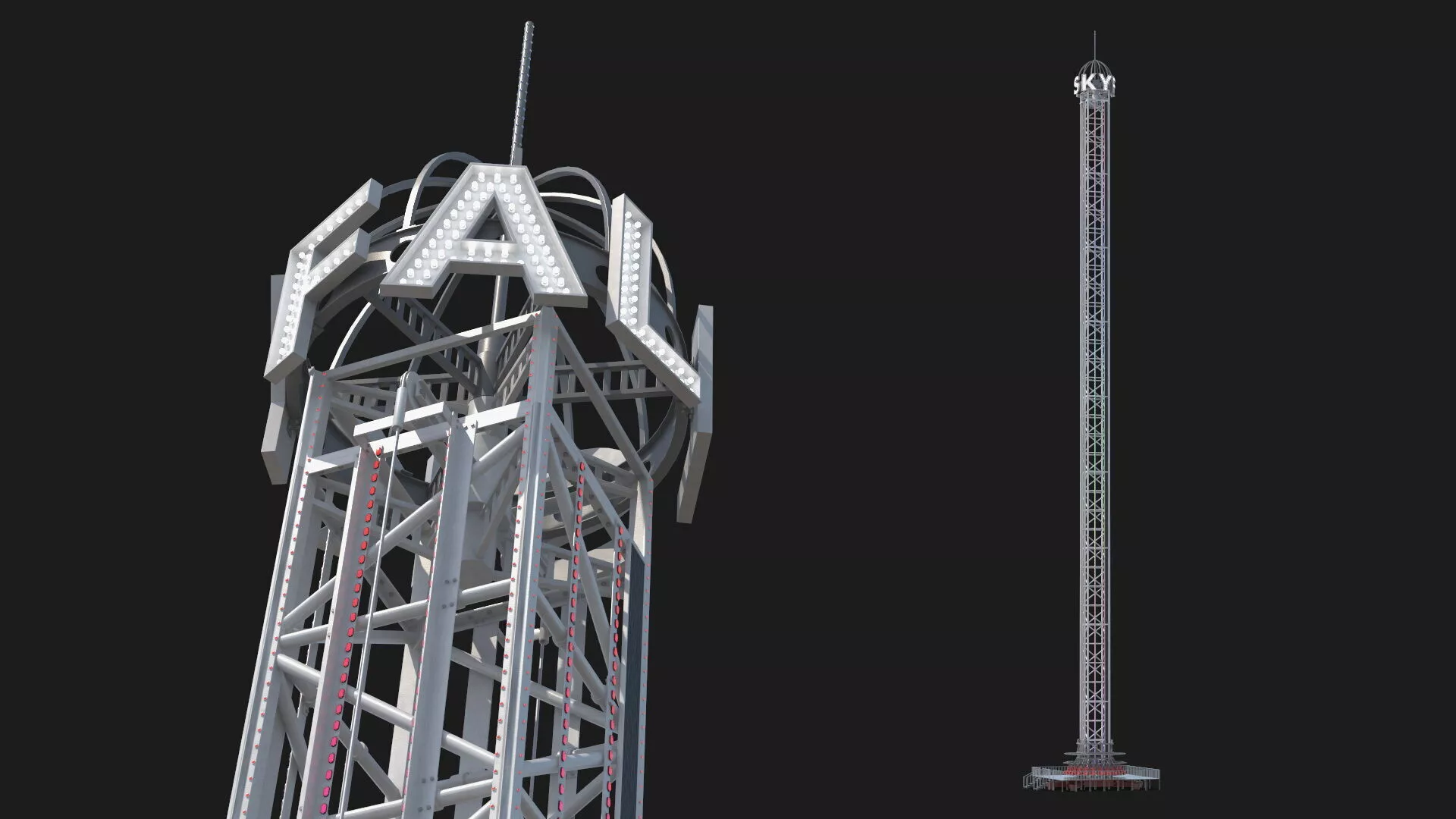 Portable Skyfall Attraction Red Rigged for Cinema 4D 3D model