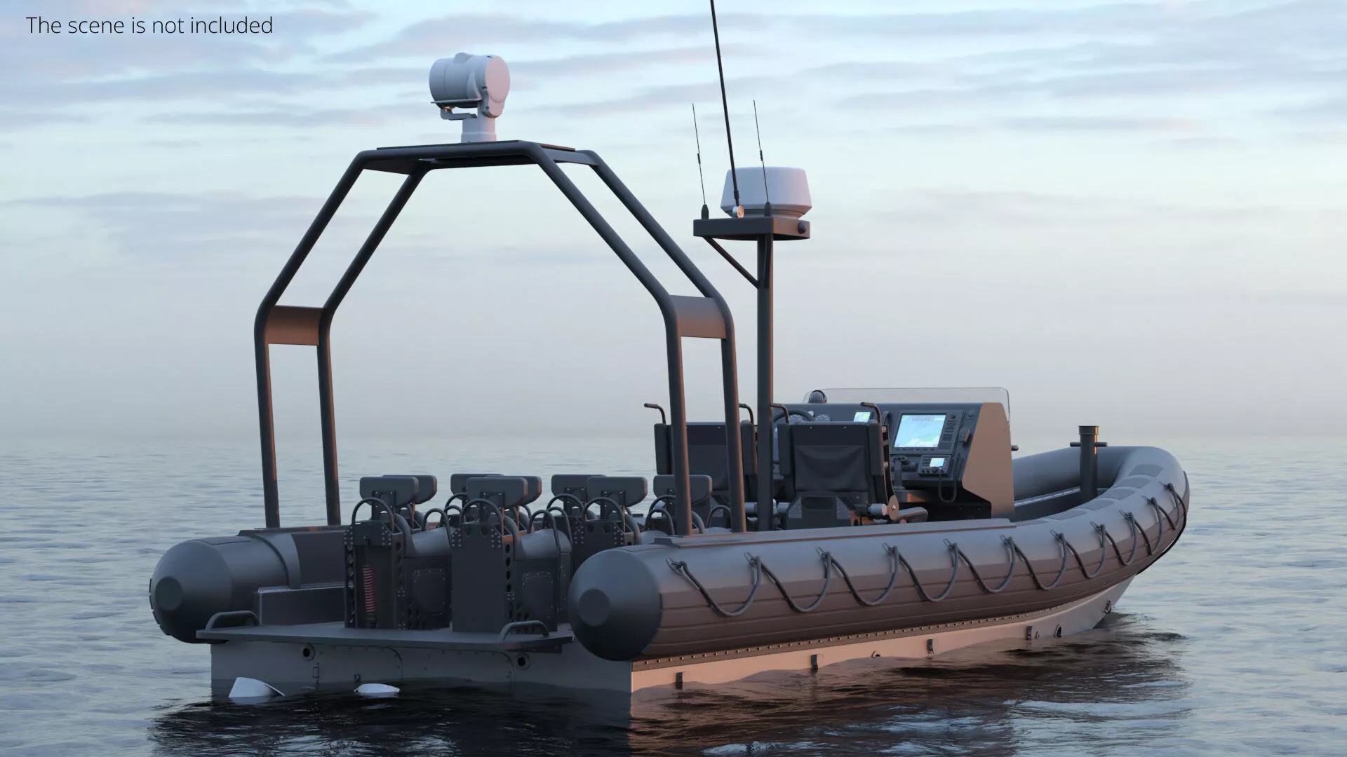 Hurricane MACH II Interceptor Boat Black Rigged for Cinema 4D 3D model