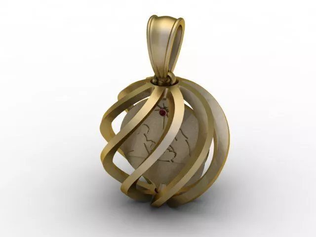 Globe Heart Pendant 3D print model