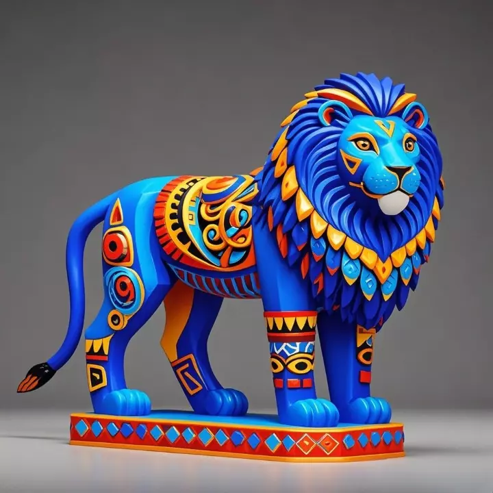 4263 Laughing Lion with Majestic Mane Color Totem STL 3D print model