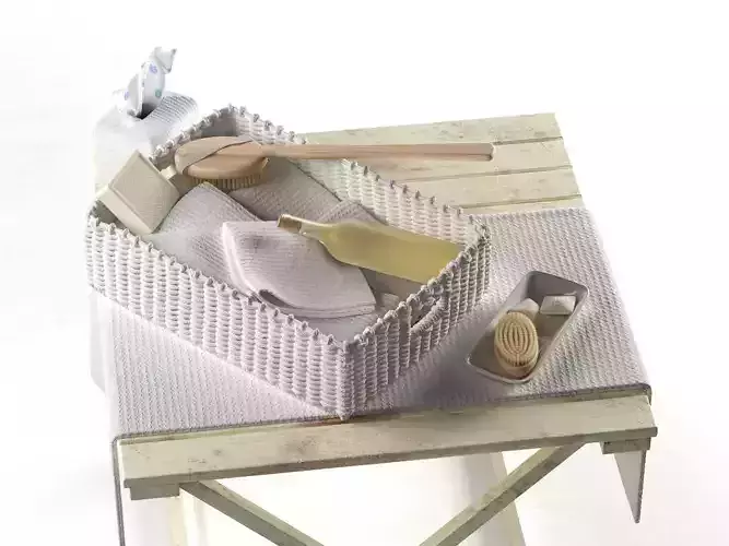 Bathroom Toiletries on Wicker Tray