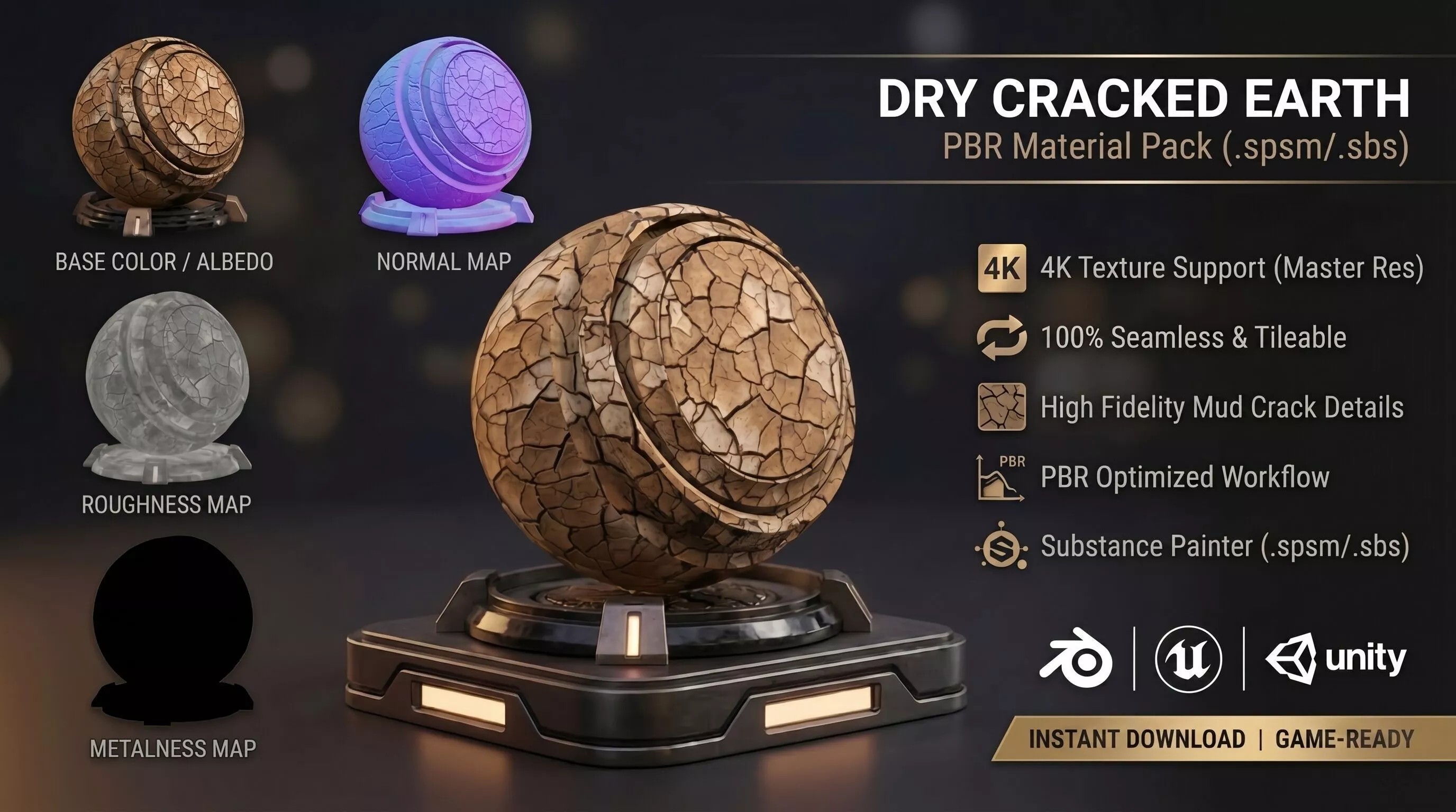 Dry Cracked Earth spsm 3D model