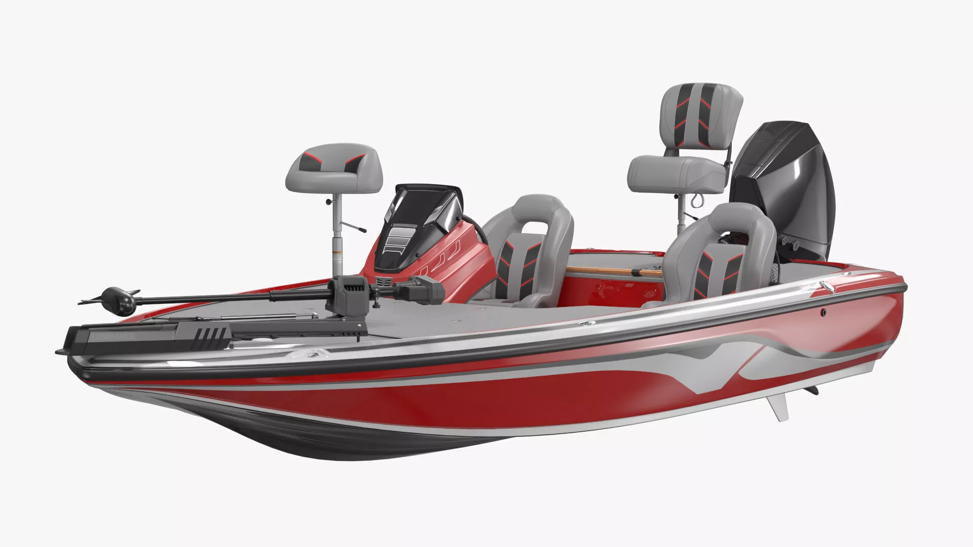 Low Profile Angler Boat With Deck Red Rigged for Maya 3D model