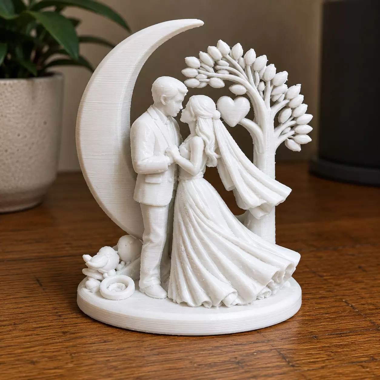 Moonlit Promise Wedding Cake Topper 3D print model