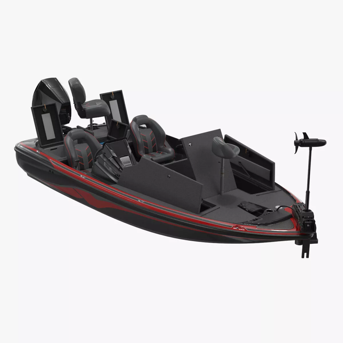 Performance Fishing Boat Red Black Rigged for Cinema 4D 3D model