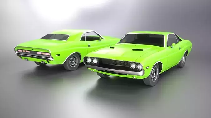 Classic American 1970s Muscle Car - Vintage Coupe - 4 LODs Ready