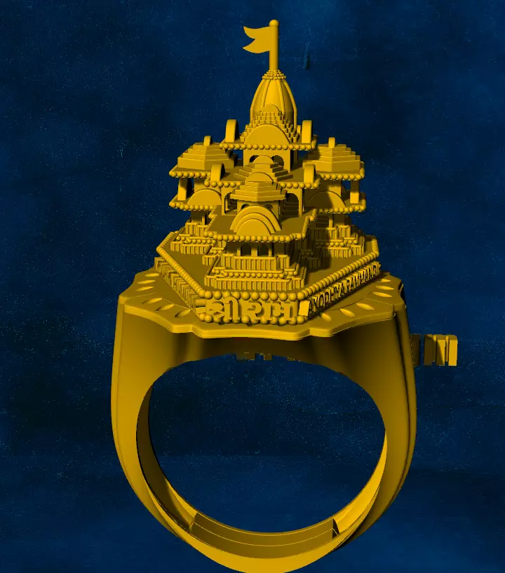 ayodhya ram mandir temple file gold ring silver Free 3D print model