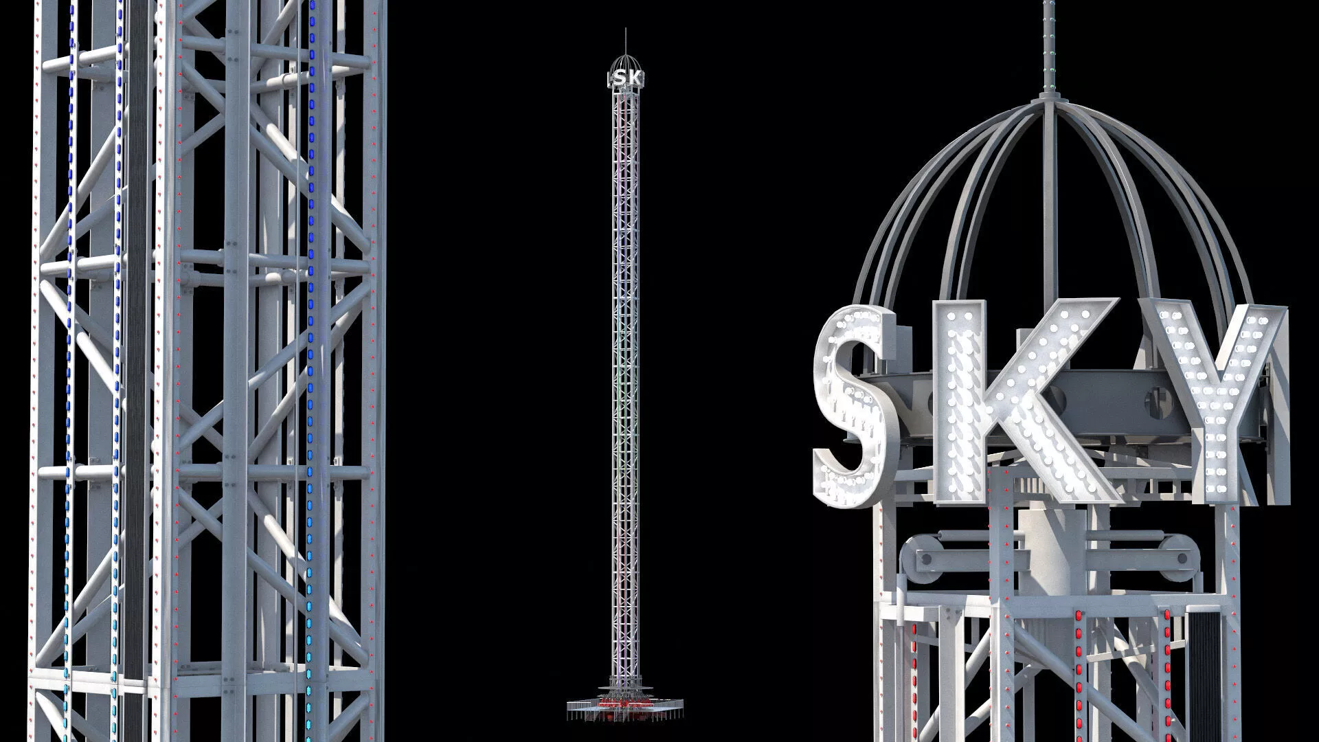 Portable Skyfall Attraction Red Rigged for Maya 3D model