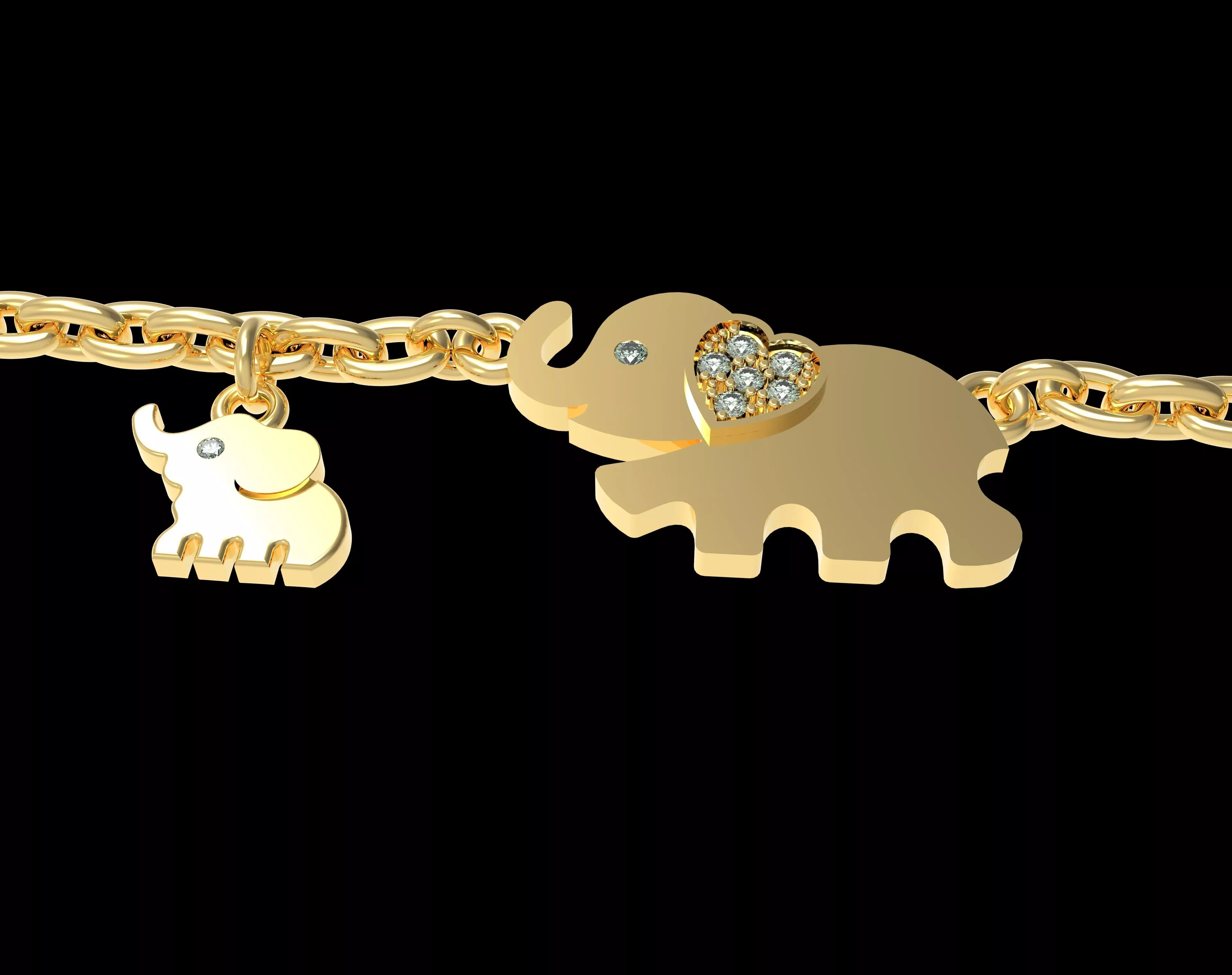 Elephant dije necklace pendant bracelet charms 3D print model