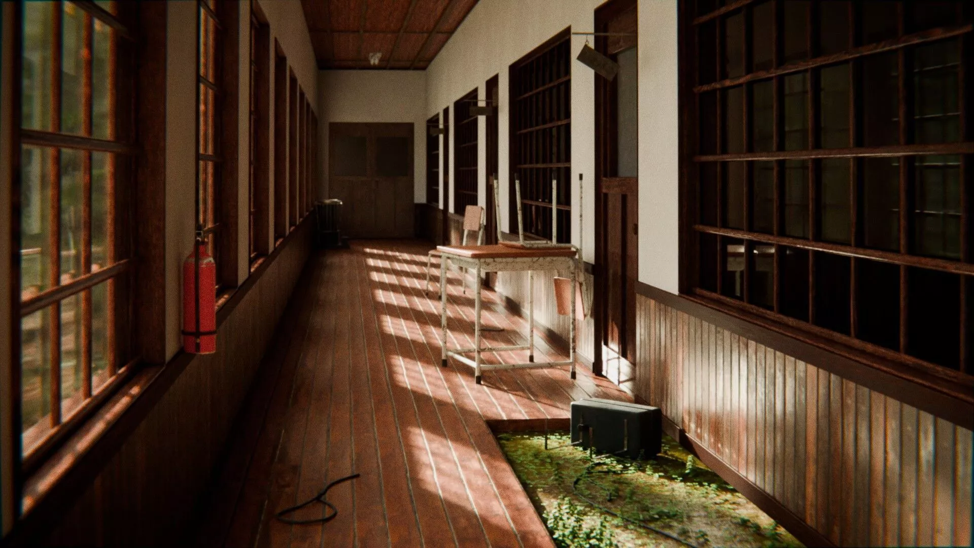 Old Japanese School Corridor 3d Scene Low-poly 3D model
