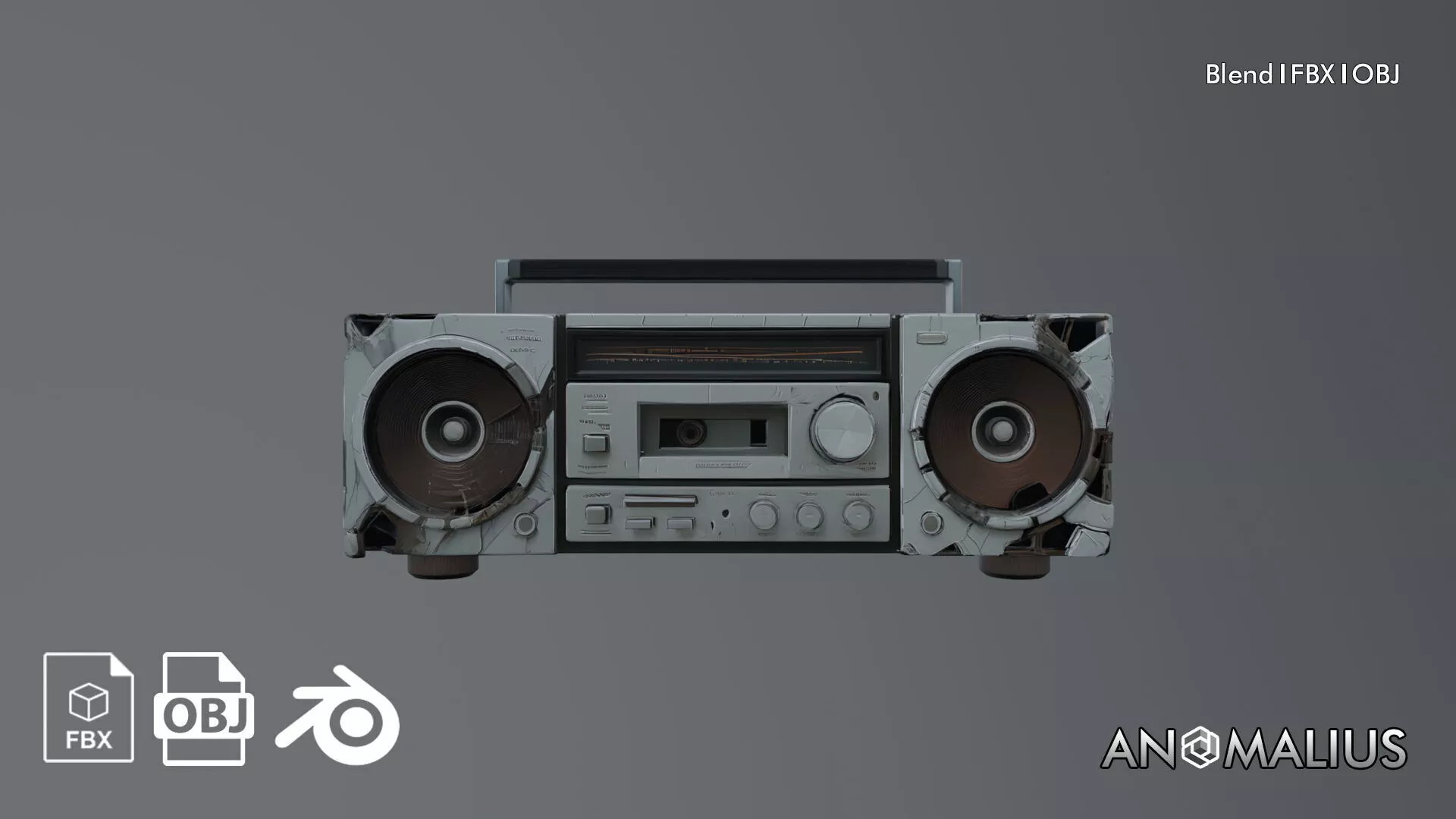 retro estroyed boombox radio 3D model