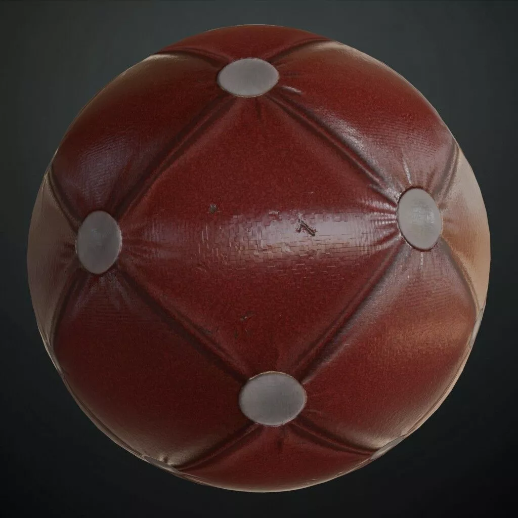 Red Worn Sofa Chesterfield Tufted Leather PBR Seamless Texture