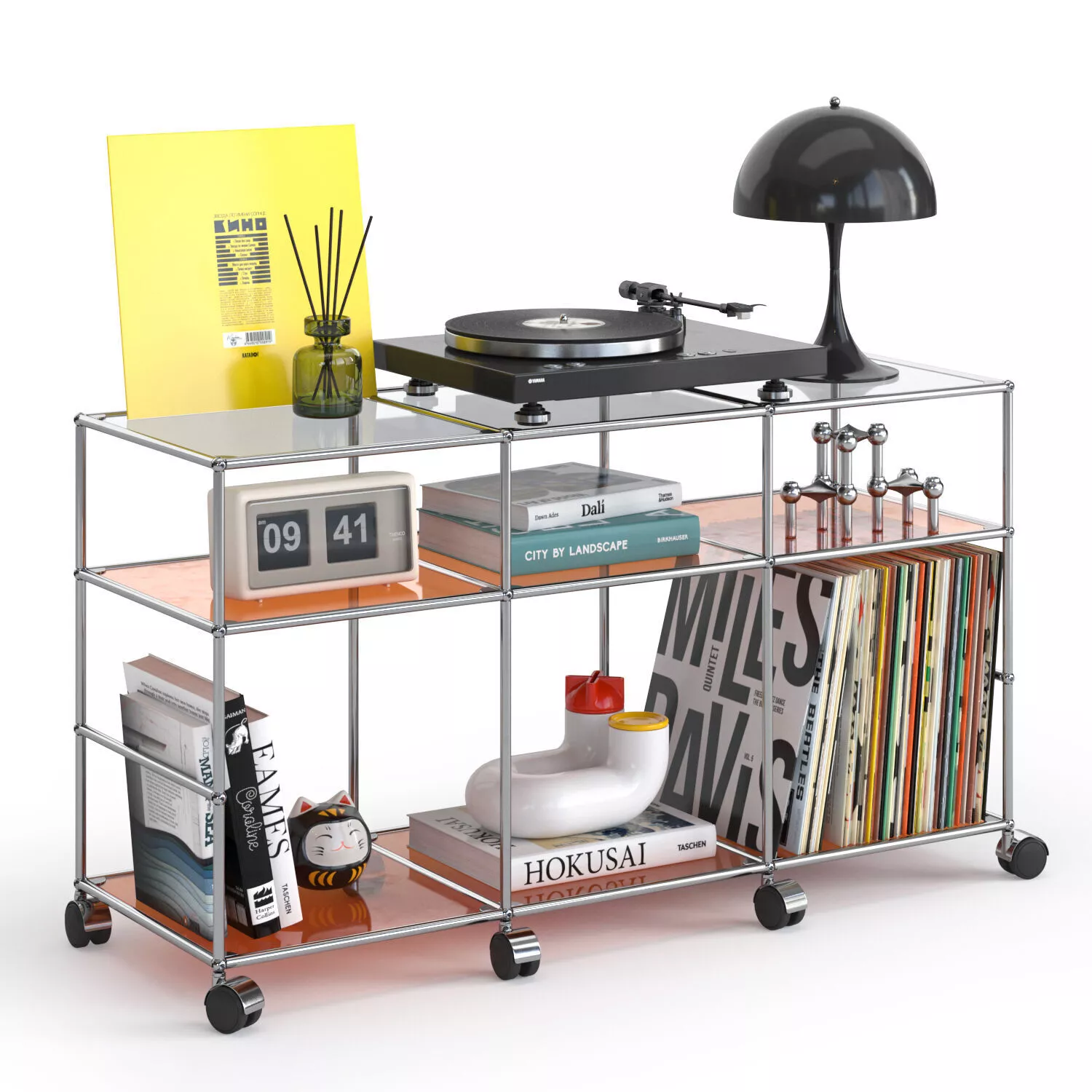 Shelving with mid century decor 7 Modular system USM Haller 3D model