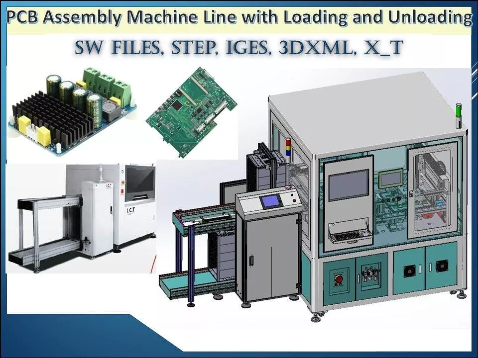 PCB Assembly Machine Line with Loading and Unloading Unit 3D model