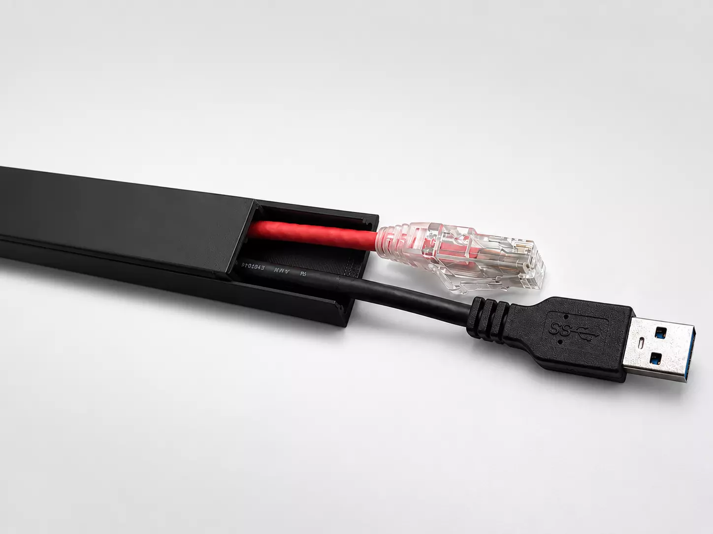 Desk Cable Organizer with Sliding Cover 3D print model