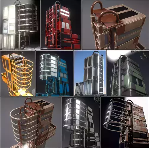 Modular Ladders - Package - All Available PBR Textures  Low-poly 3D model