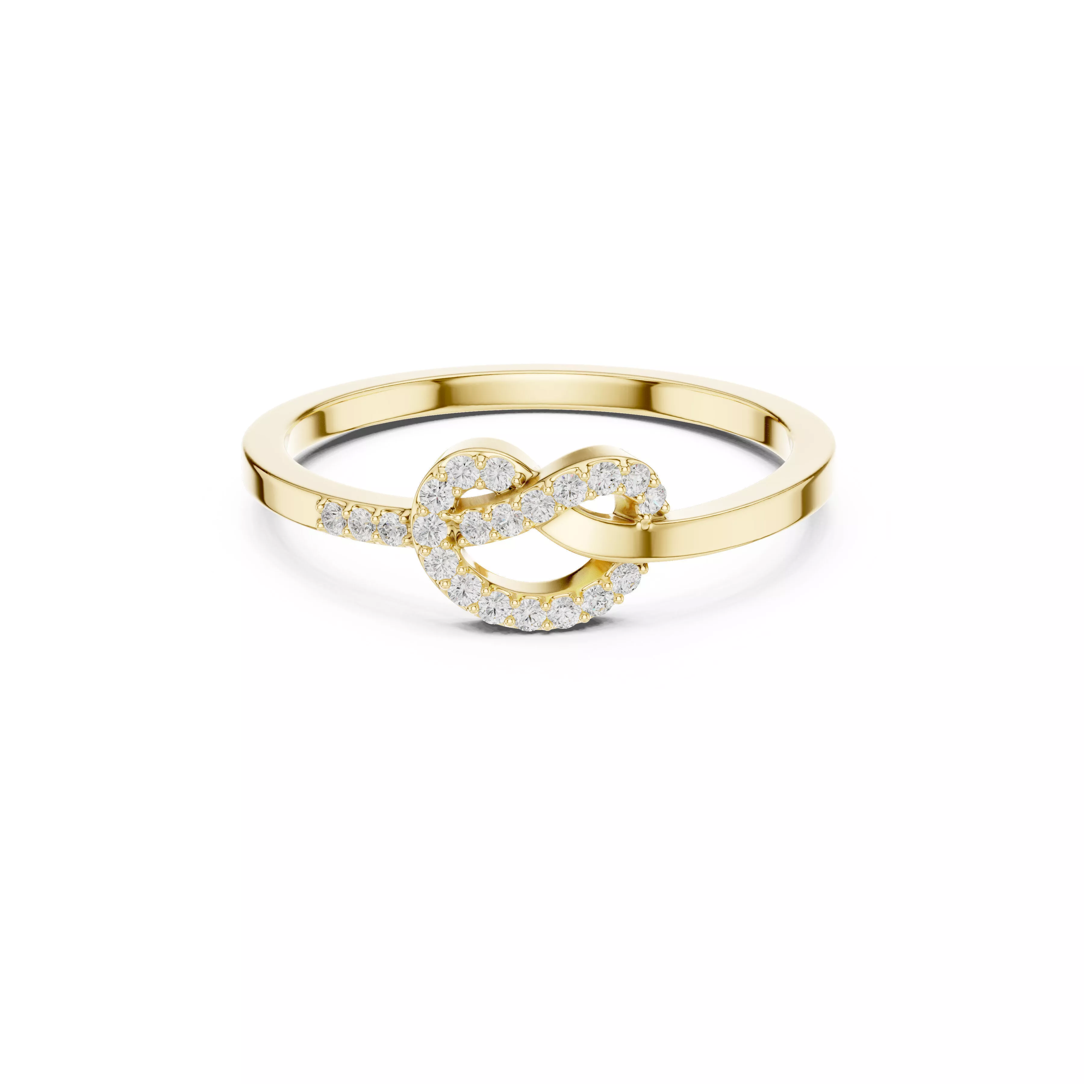 Love Knot Minimal Interlocking Circle Band Diamond Ring 3D print model
