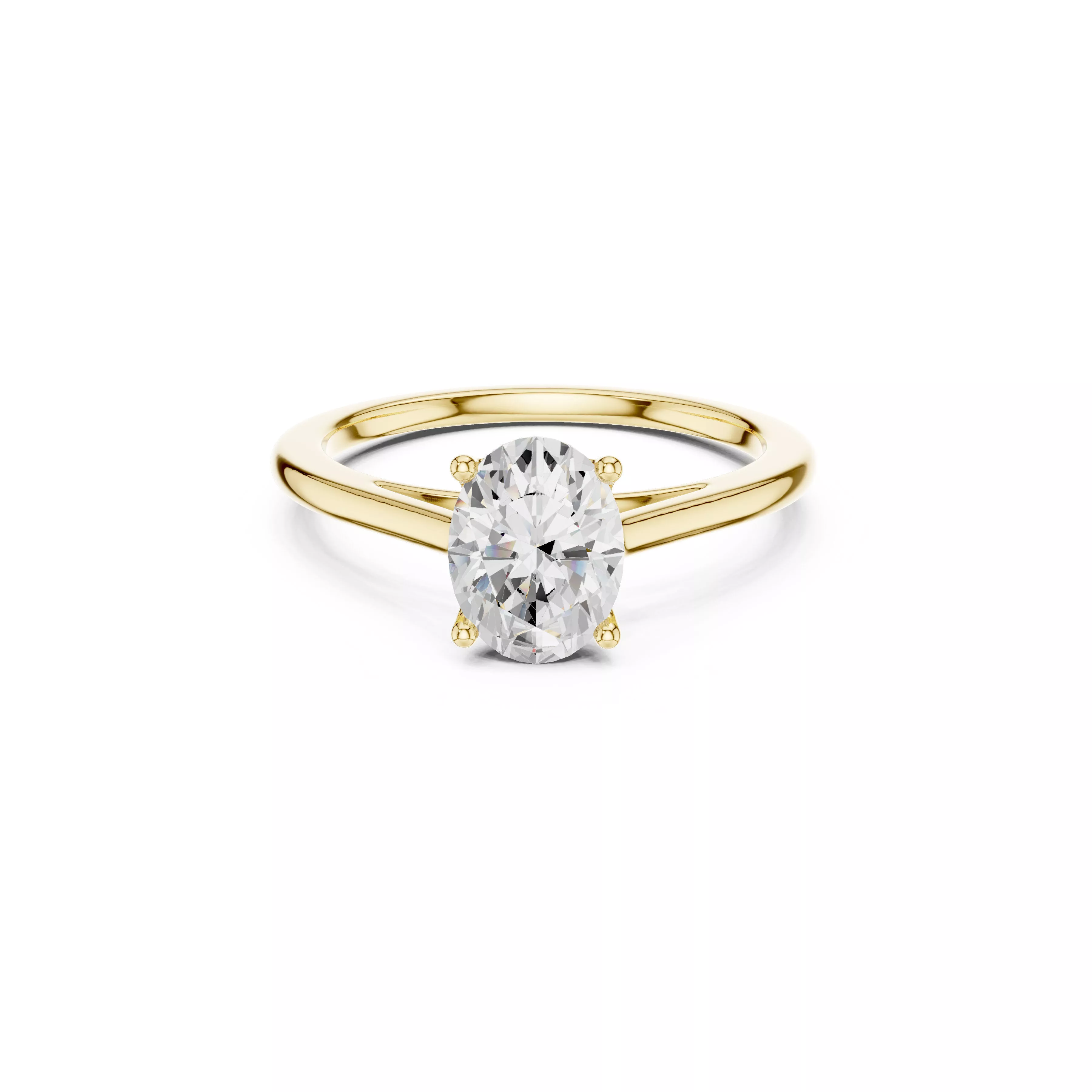 Minimal Oval Solitaire Diamond Engagement Ring CAD 3D print model