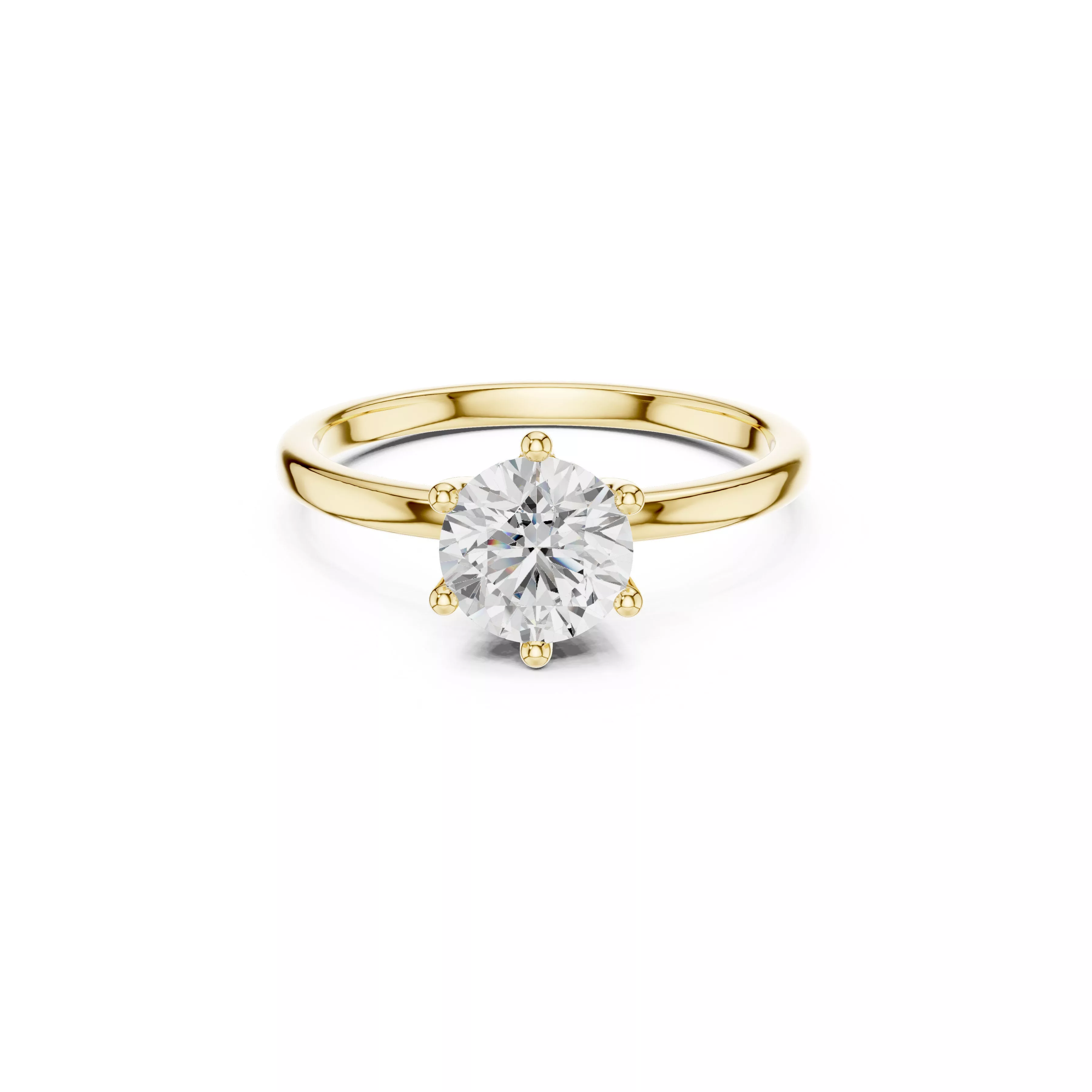 Classic Round Solitaire Six Prong Engagement Ring CAD 3D print model